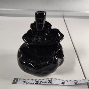 Black Ceramic Backflow Cone Burner (Lotus Design) New in Box
